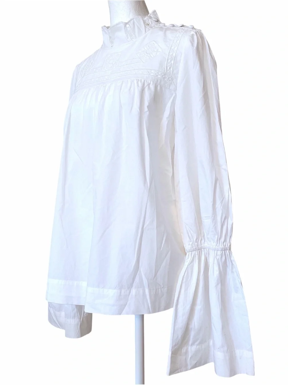 Free People Another Eternity Top Boho Crochet Lace White Bell Sleeve Small NWOT